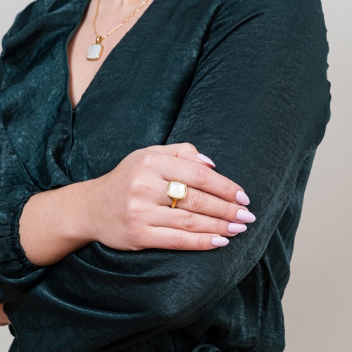 Кольцо Fiore Luna Куб SHELL WHITE, KR02914-2/8 BW/G фото 4